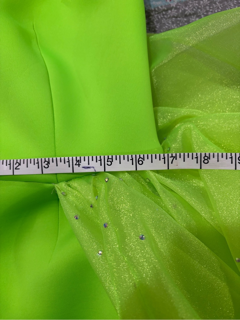 Custom Pageant Fun Fashion Neon One-Shoulder Romper with Draped Train - Picture 7 of 10